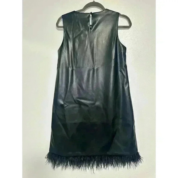 Forcynthia Sleeveless Feather Trim PU Mini Dress‎ size S - Picture 7 of 8